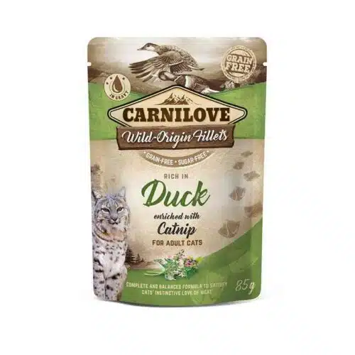 Carnilove konservai katėms maišeliuose Duck Catnip