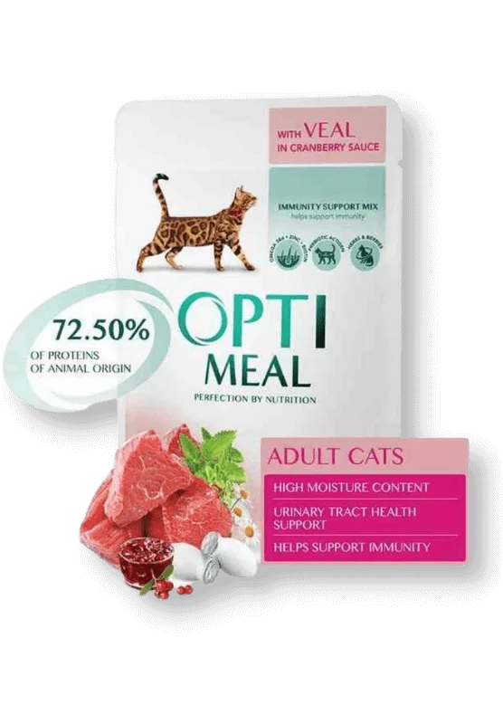 optimeal with veal in cranberry sauce 85g su veršiena spanguolių padaže konservai katėms