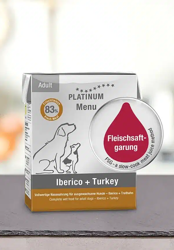 platinum menu iberico + turkey adult šunims šlapias maistas
